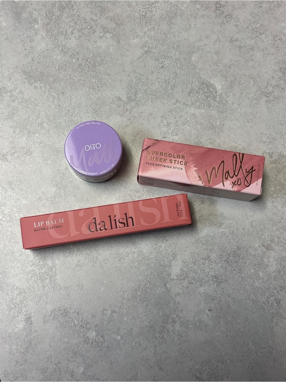 NEW Beauty Bundle Da Lish Sacha Lip Balm + Mally Cheek Stick + Dito Powder